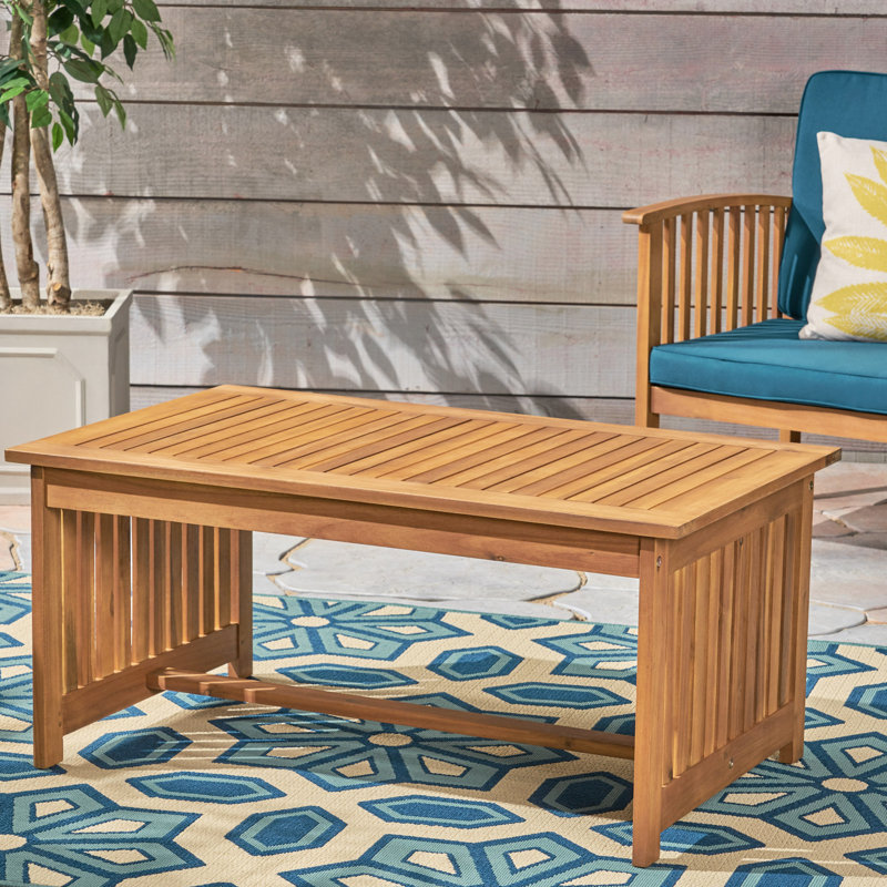 Table basse 40 "x 24" 18,79 "en bois avec patine brune pour la cour arrière