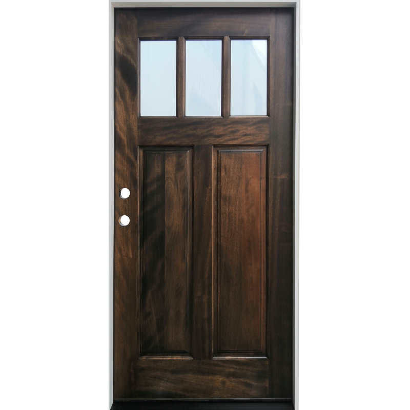 Porte d'entrée pré-suspendue en acajou teint Craftsman