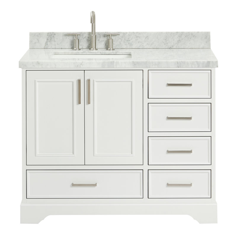43'' Single Bathroom Vanity with Carrara Marble Top, White