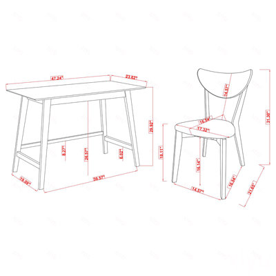 Ensemble de bureau d'écriture 2 pièces noyer