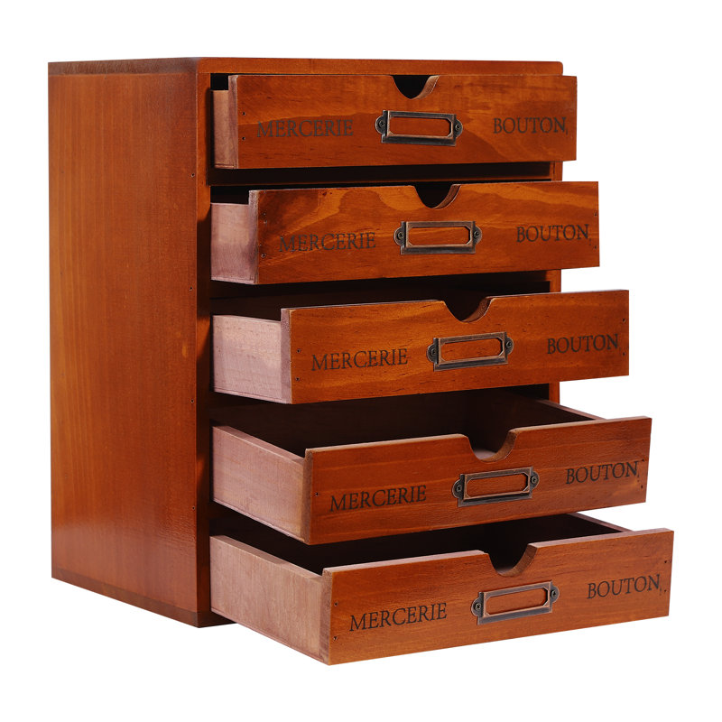 Blankumsee 15Pcs Drawers Wooden Desktop Organizer Set, Brown