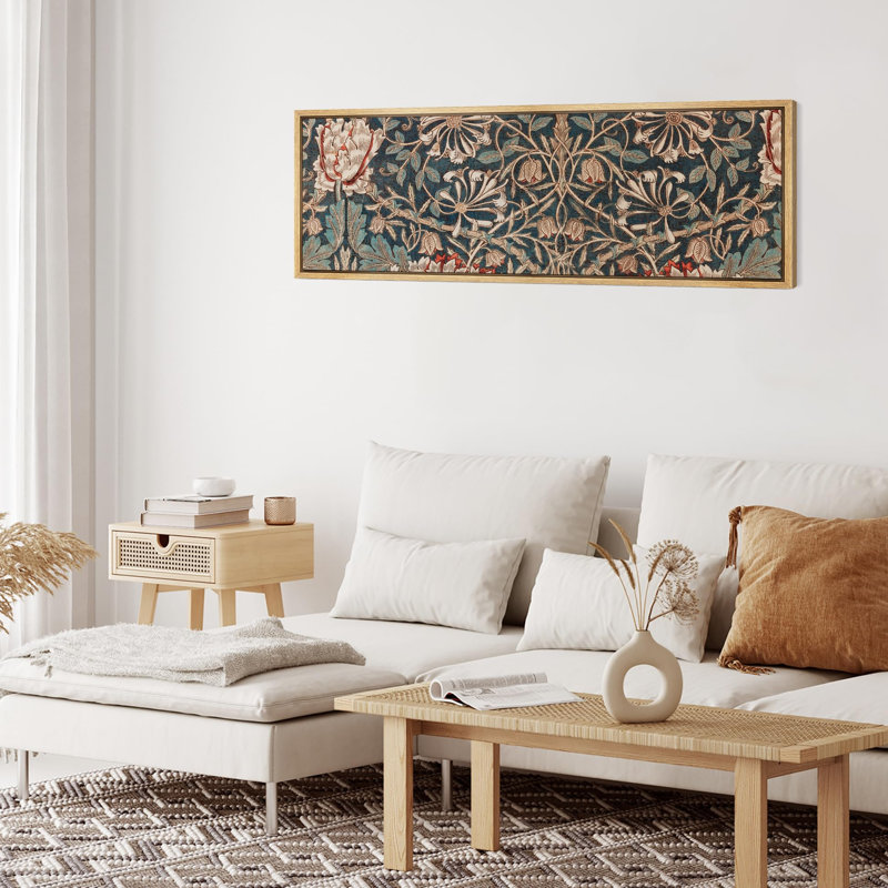 "Abstract Botanical" Elegant Victorian Classic Floral Rustic Extra Large, H 20 po x l 60 po, Naturel