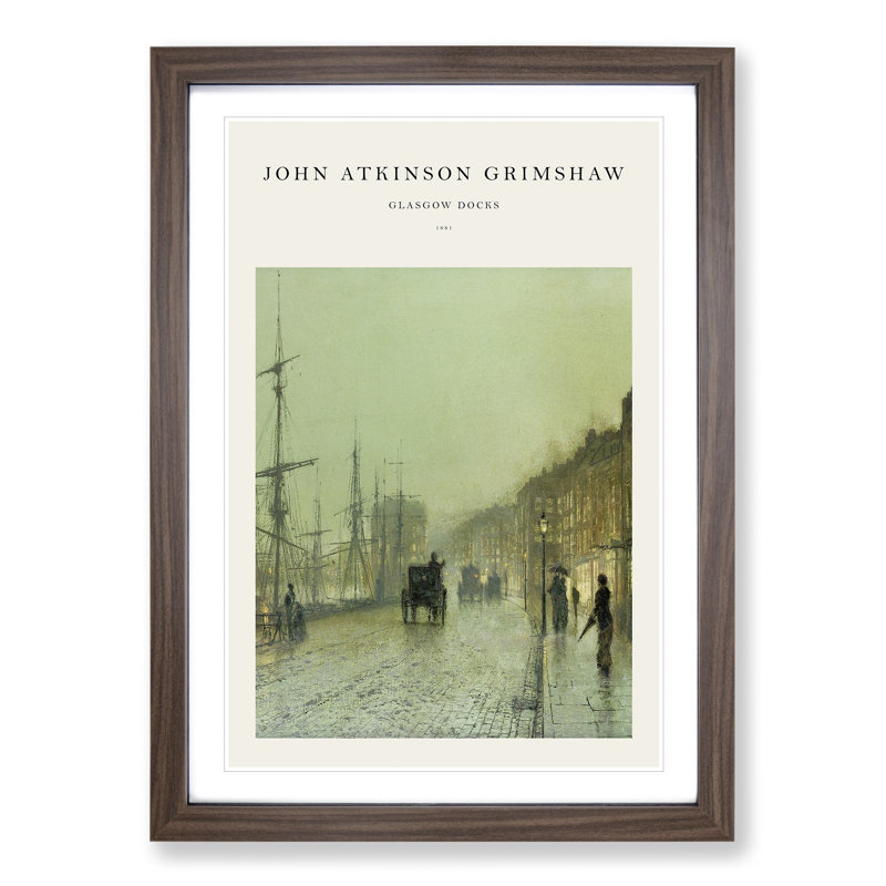 Glasgow Docks by John Atkinson Grimshaw - Single Picture Frame Print, 36cm H x 27cm W x 2cm D, Walnut Framed