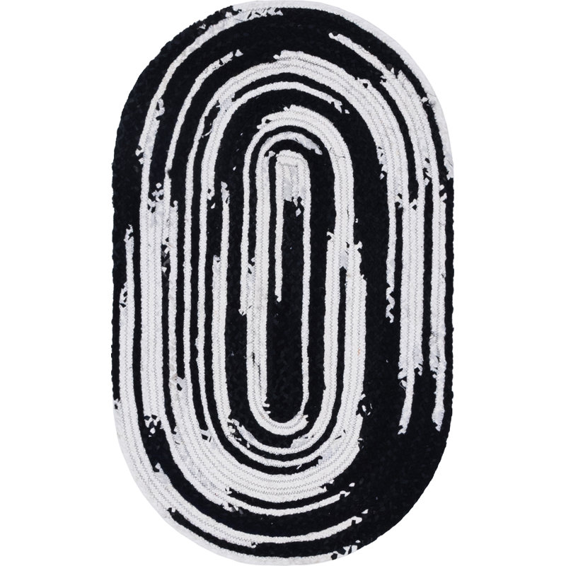 Ovgoros Cotton Abstract Indoor Rug, Oval 3'3" x 5'1"