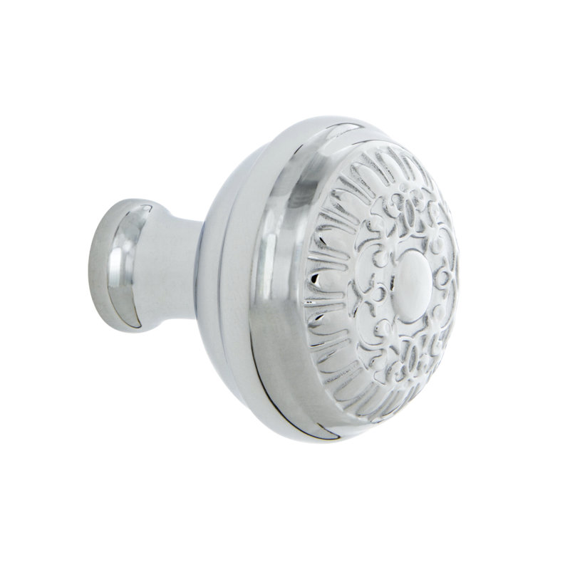 Egg and Dart 1 3/8" Diameter Round Knob, Bright Chrome