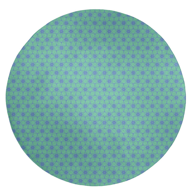 Tapis de zone verte cercles ornés, Rond 5 pi
