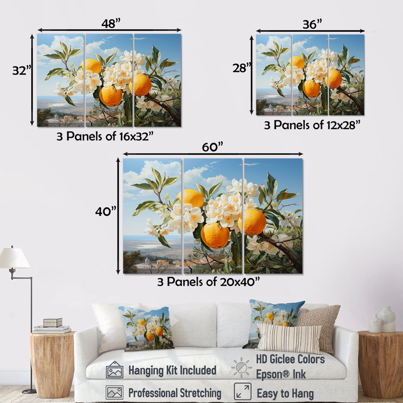Ensembles ensoleillés de fleurs de plumeria, citronnier, ensemble d'art mural Plumeria, Toile tendue