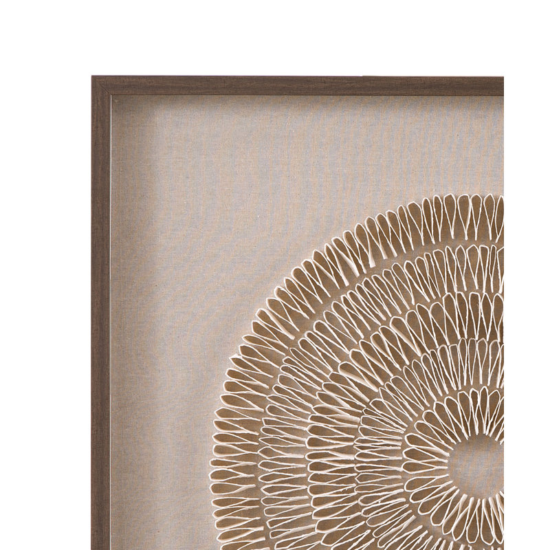 Art mural Vesica - Papier de riz 3D dans une boîte-cadre avec cadre en lin et brun