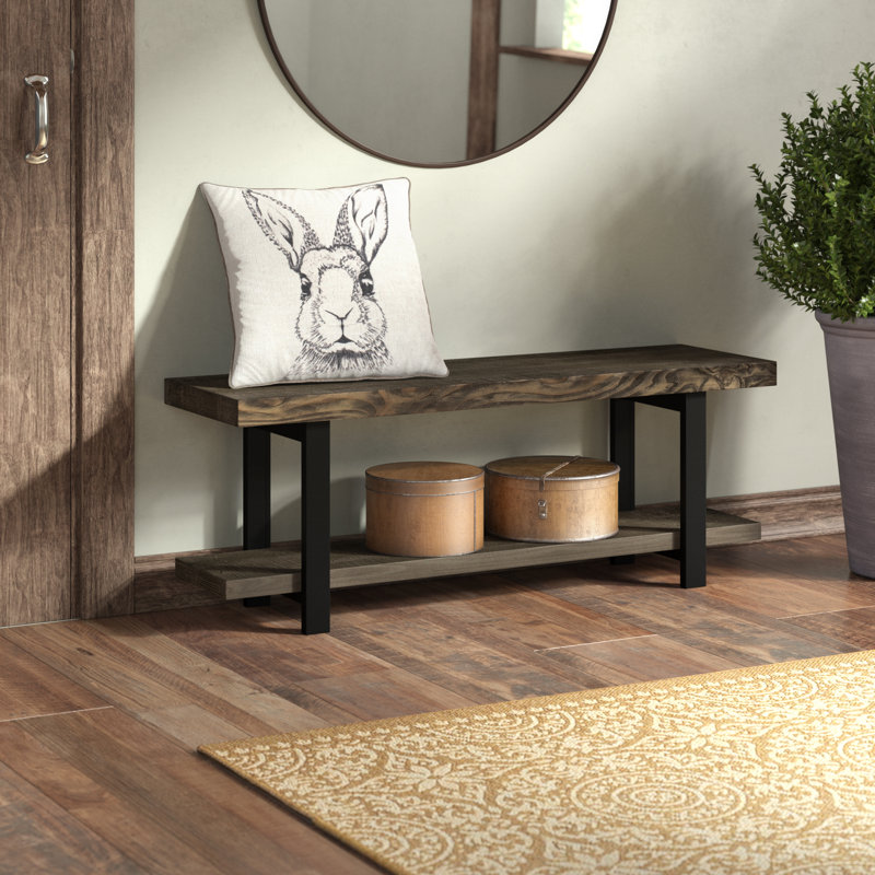 Solid Wood Storage Bench, Natural
