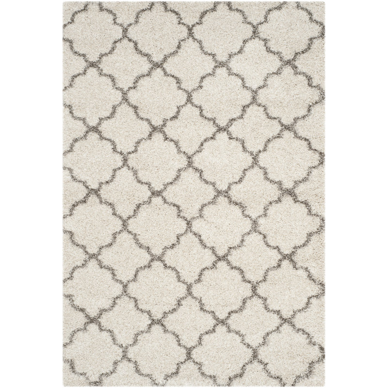 Darrold Shag Performance Geometric Rug, Rectangle 8' x 10', Ivory/Gray