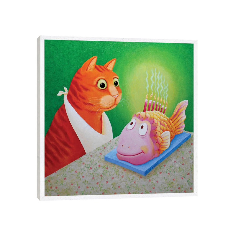 Fishcake 1 Piece Wall Art on Canvas, 45.72 cm H x 45.72 cm W, White Framed Canvas