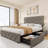 Bed Frame With Adjustable Headboard And 4 Storage Drawers, Linen Upholstered Platform Bed Frame-110095407-110095411