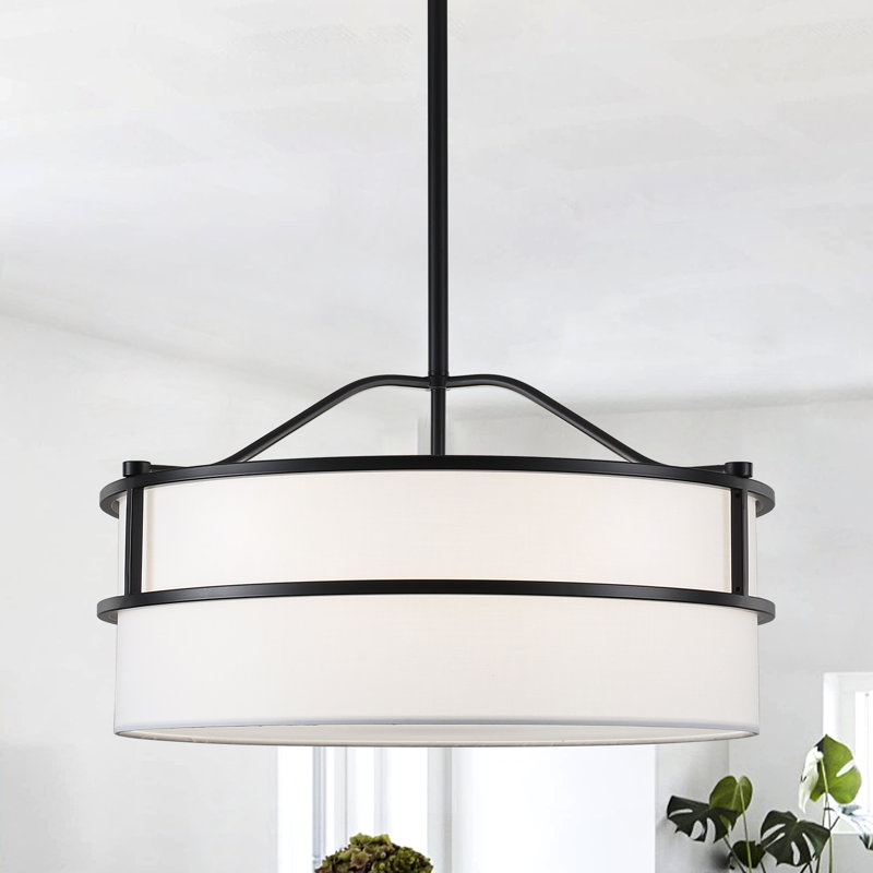 5 - Light Dimmable Drum Chandelier, Black