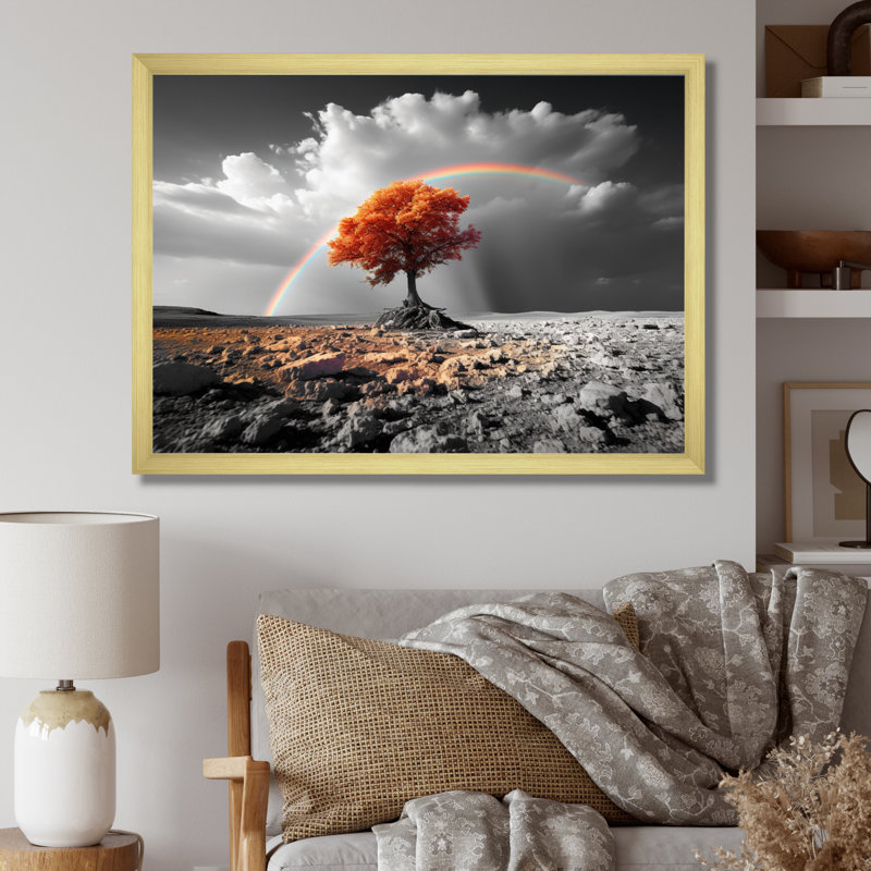 Rainbow Shades Of Colorlessness Landscape III sur toile, H 24 po x l 32 po x P 1 po, Cadre doré simple