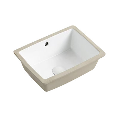 Topcraft 15.55" White Ceramic Undermount Bathroom Sink with Overflow
