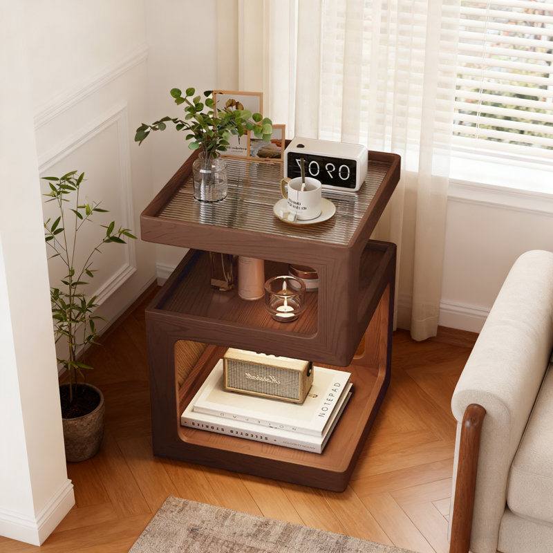 15.75cm W Solid Wood Bedside Table, Brown