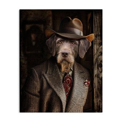 Classic Dog in Suit Canvas Wall Art by Karen Burke