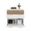 Armoire de rangement blanche et chêne naturel avec tiroirs