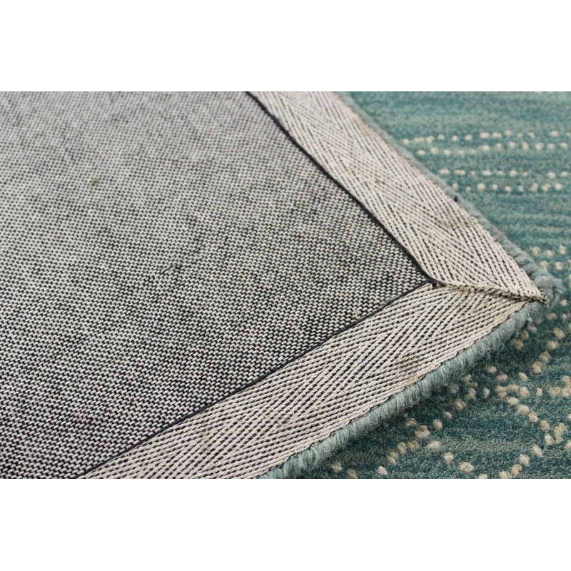 Handmade Teal Wool Rectangular 8' x 10' Tufted Area Rug