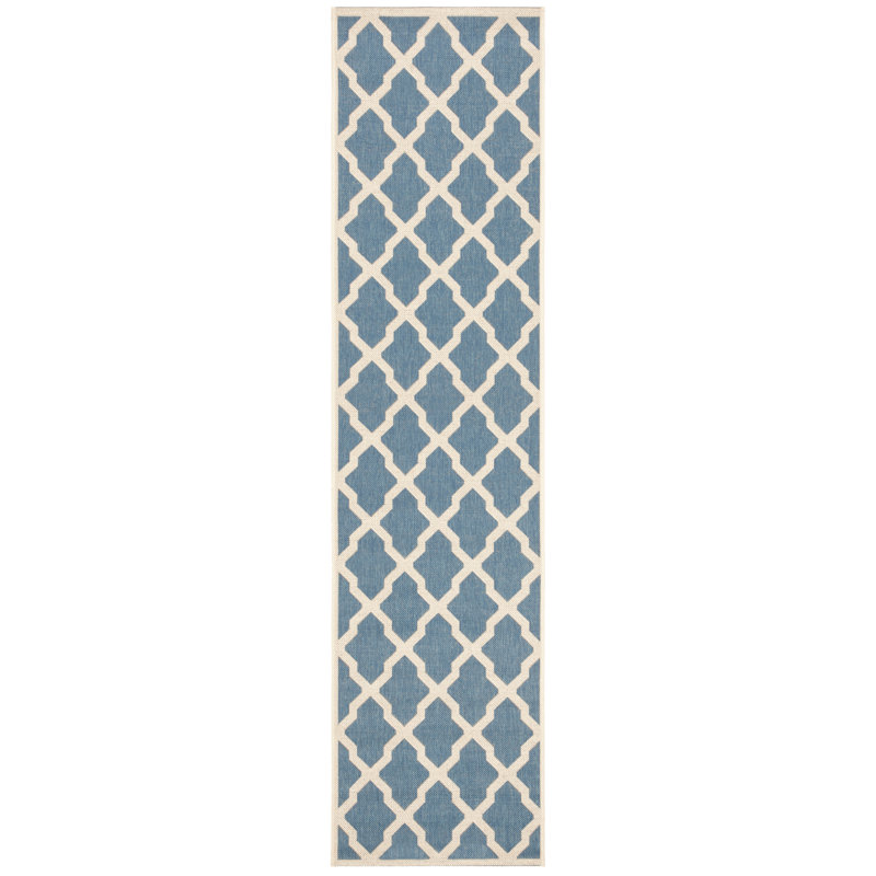 Tapis d'intérieur / extérieur à motif géométrique Maclin House, Tapis de couloir 2 pi 2 po x 8 pi