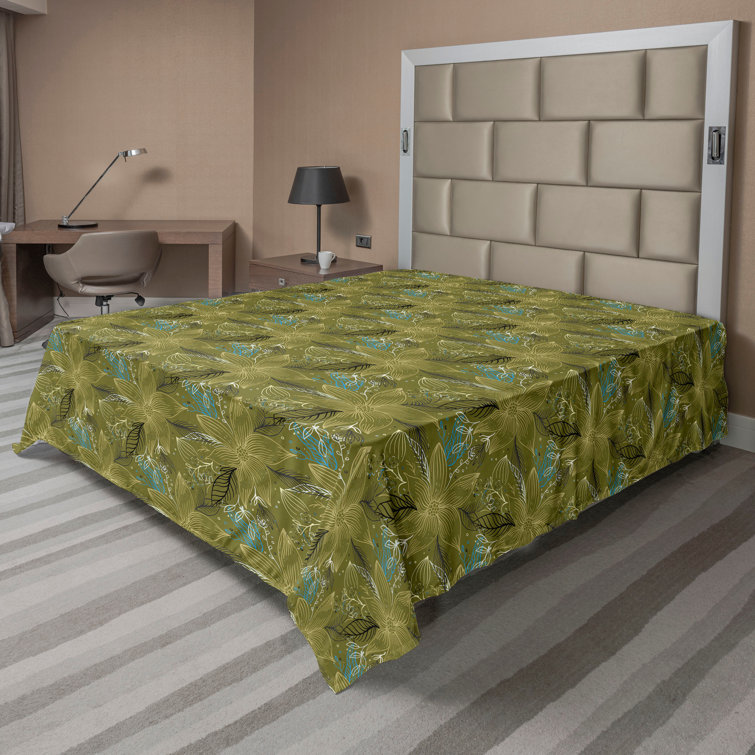 Drap plat à motif floral bohème Ambesonne