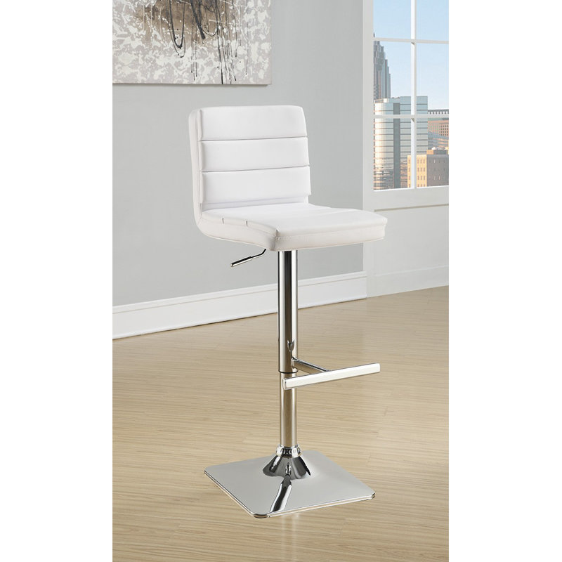 Set Of 2 Adjustable Height Bar Stools, White