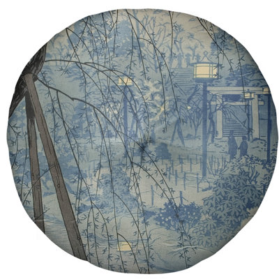 Kasamatsu Shiro Misty Evening at Shinobazu Pond Floor Pillow