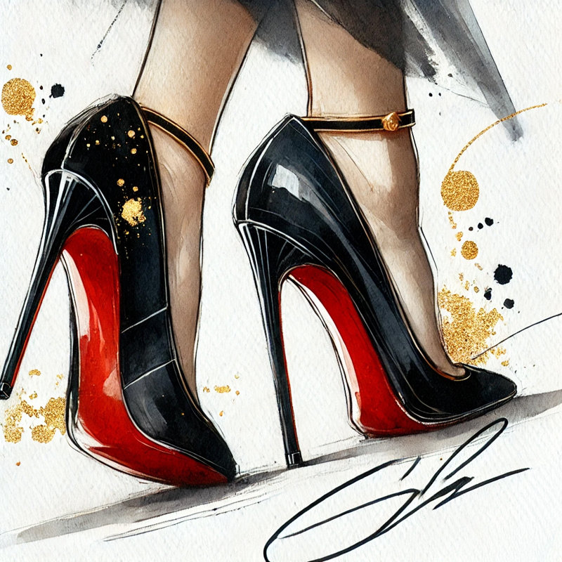 Impression sur toile Golden Glamour: talons rouges, H 30 po x l 30 po