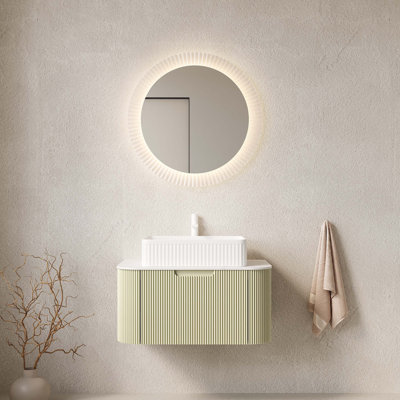 Meuble-lavabo mural avec lavabo, conception flottante, rangement de tiroir, pré-assemblé pour une installation facile et beaucoup de rangement