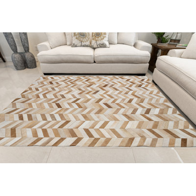 Tapis brun clair en cuir de vache Charlie-Joe