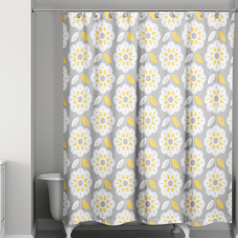 Floral Shower Curtain, Gray