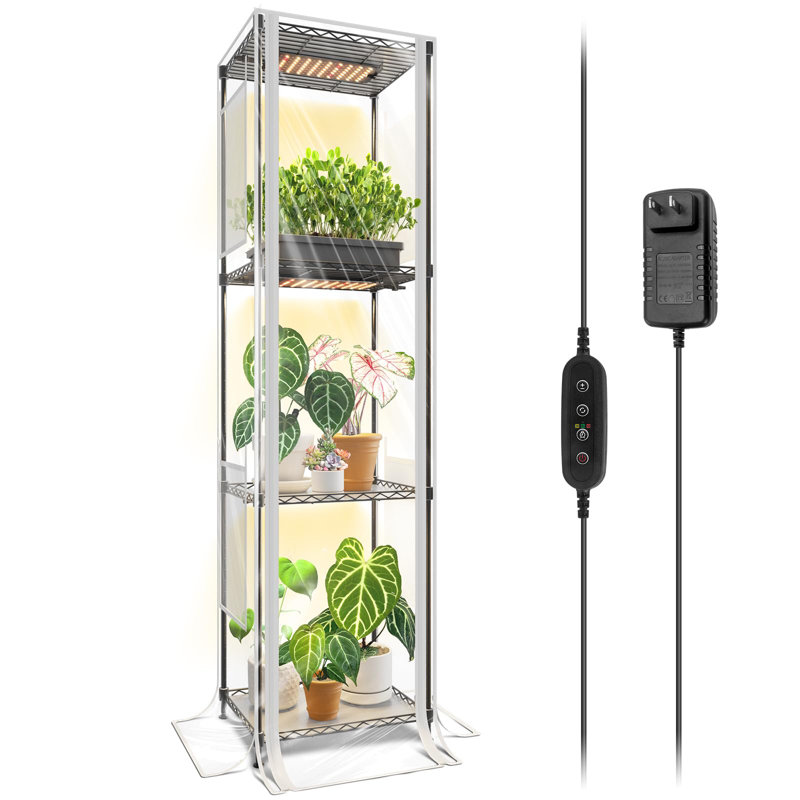 Barrina Cx83z Indoor Greenhouse With Grow Light, 4-tier Corner Plant Stand, 30w Full Spectrum Growing Light Panels, Mini Greenhouse With Tent For Seed Starting, 3/6/12h Timer