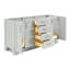Meuble-lavabo double en bois massif gris Freitas-93644167