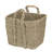 Set of 4 Rustic Beige Square Wicker Table and Floor Baskets