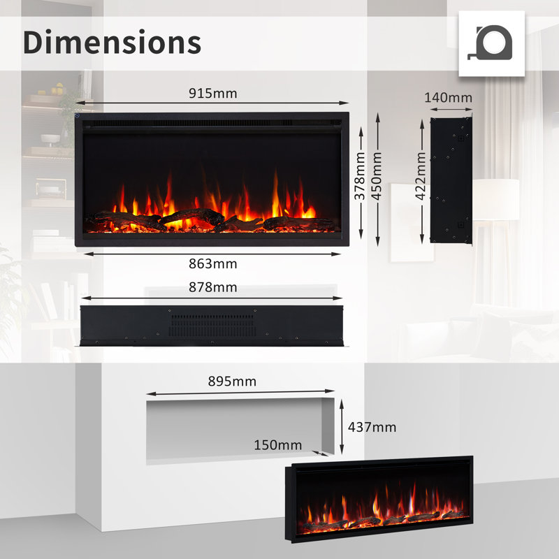 FLAMEKO Avena, 45cm H x 91cm W x 14cm D