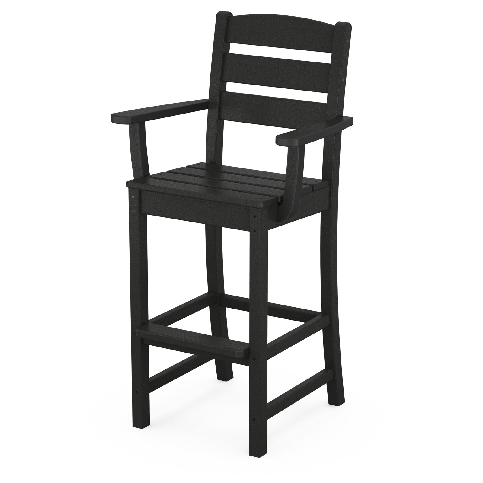 POLYWOOD® Lakeside Arm Patio Bar Stool, Black