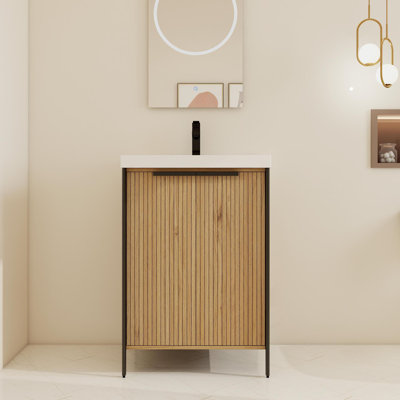 Ensemble de meuble-lavabo simple autoportant 24 po avec plateau en résine 24 po