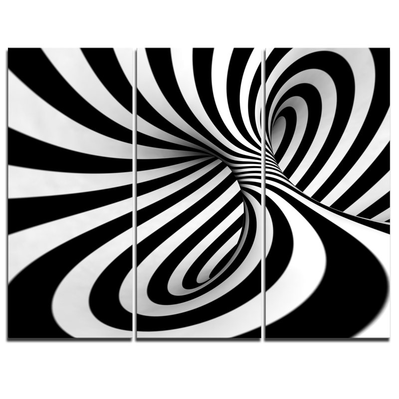 Spirale noir n blanc-3 pièces, ensemble de 3 impressions sur toiles tendues