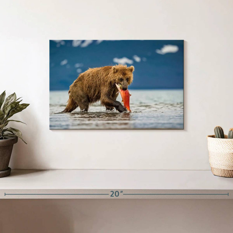 Brampt Grizzly Bear Eating Salmon, 8" H x 12" W