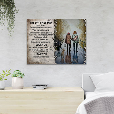 An Old Couple Walking Together On A Street - The Day I Met You I Have Found The One Whom My Soul Loves You Complete Me And Make Me A Better Person - 1 Piece Rectangle Graphic Art Print On Wrapped Canvas