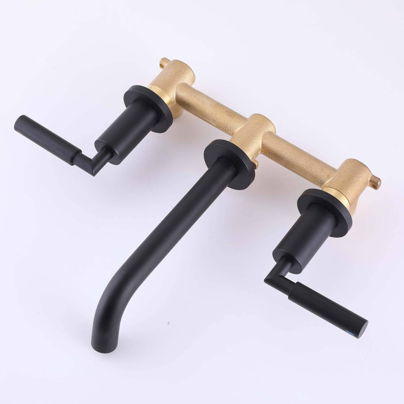Wall Mounted Optional 2-handle Bathroom Faucet, Matte Black