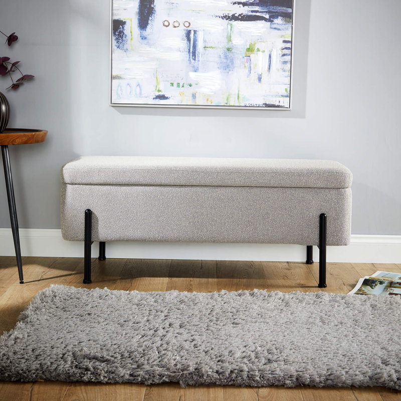 Aurimas 110cm Wide Rectangle No Pattern Standard Ottoman with Storage, Grey