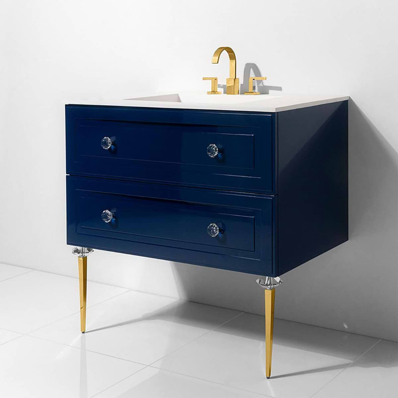Alma 36.25" Wall Mounted Single Bathroom Vanity with Top, Blue