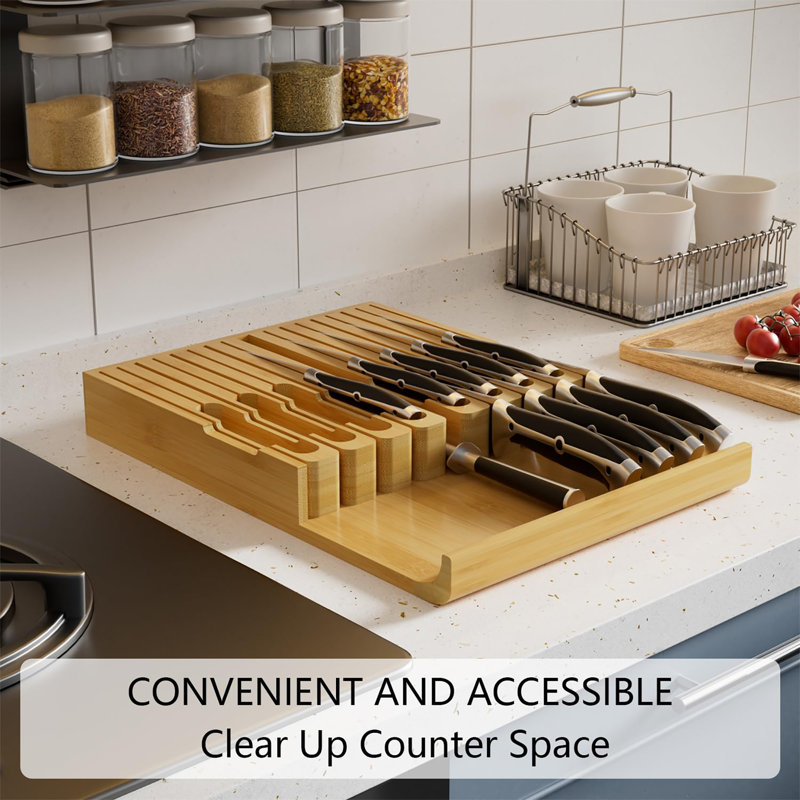 Bamboo In-Drawer Knife Block, Natural