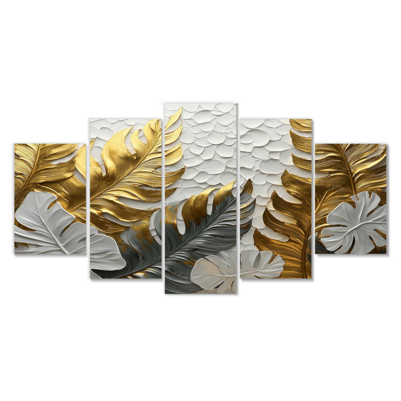 Golden Palms Midnight Collge II - art mural palmiers - art mural traditionnel sur toile diamant