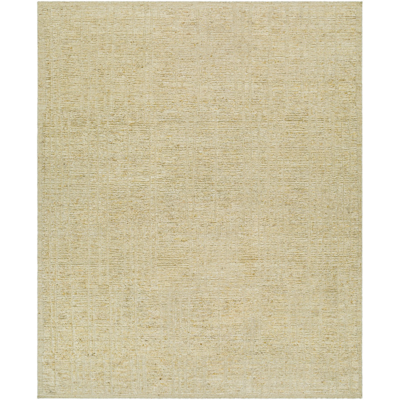 Tapis beige en laine de couleur unie à la main Gitte, Rectangle 2 pi x 3 pi