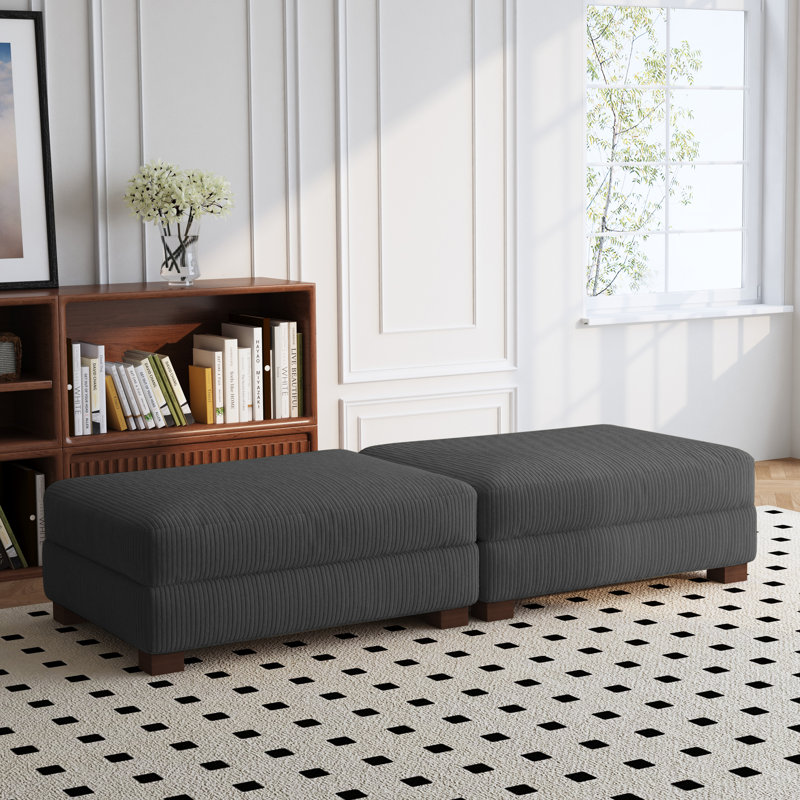 Vontavious 222Cm Wide Rectangle Standard Ottoman, Grey