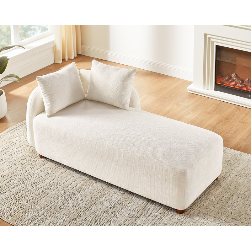Chaise longue moderne rembourrée avec deux coussins amovibles, Beige