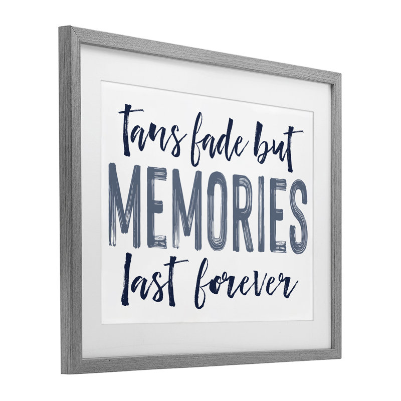 «Summer Memories Last Forever», reproduction encadrée sous verre, lettrée et doublée, H 13 po x l 16 po, Cadre de ferme gris