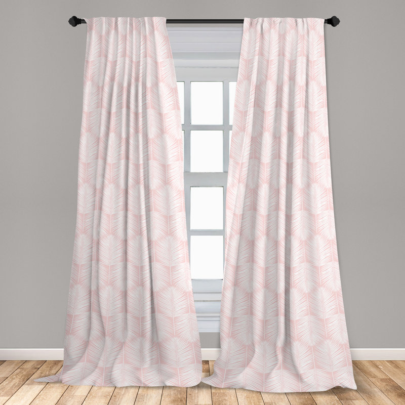 Paire de rideaux semi-transparents en microfibre , Rose et blanc, L 56 po x L 84 po